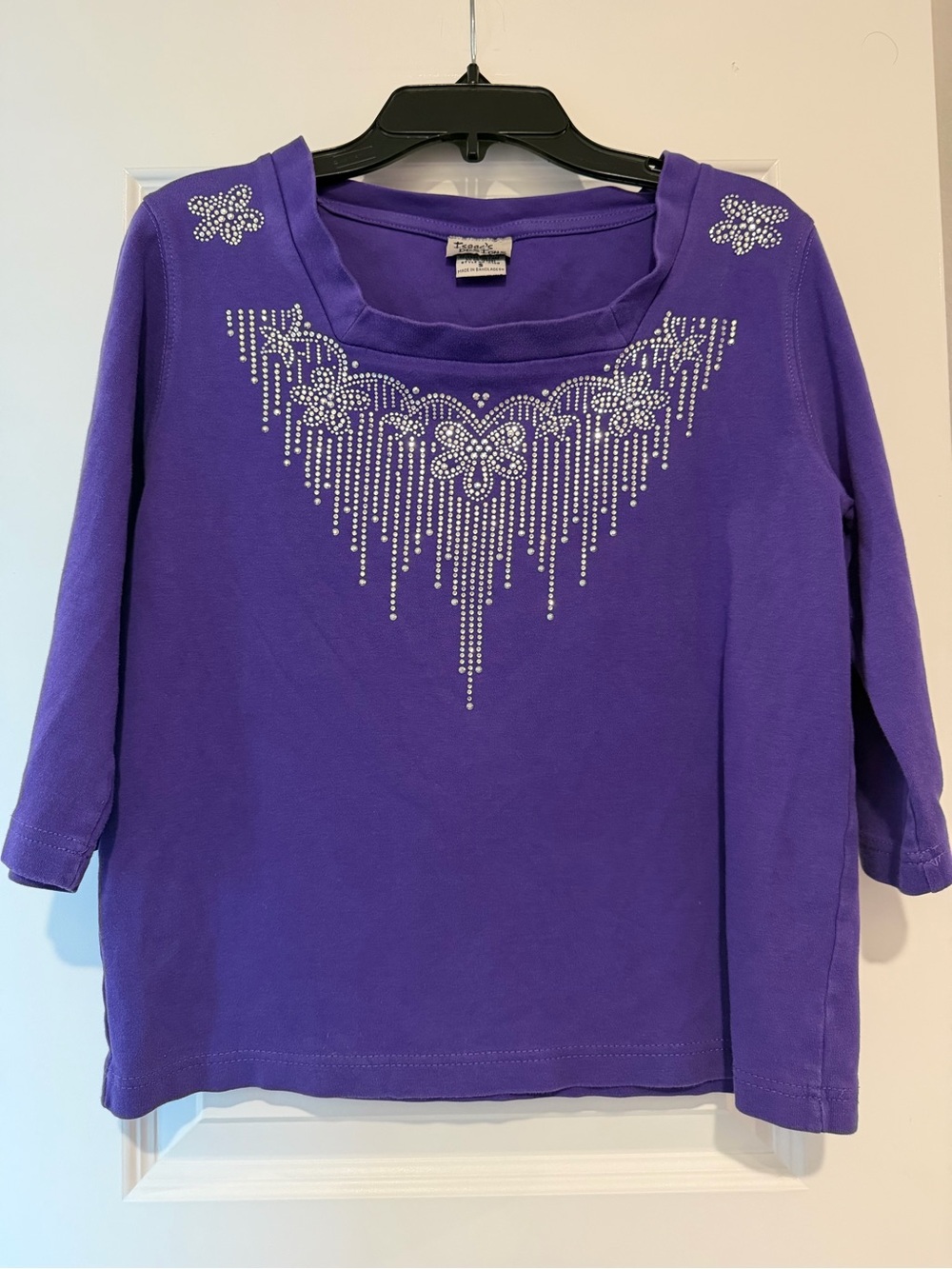 Isaac’s Designs Purple Rhinestone Top Small Y2K Western Glam